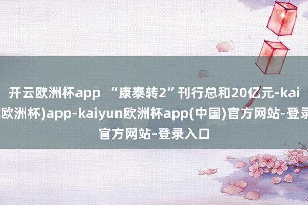 开云欧洲杯app  “康泰转2”刊行总和20亿元-kaiyun(欧洲杯)app-kaiyun欧洲杯app(中国)官方网站-登录入口